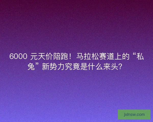 6000 元天价陪跑！马拉松赛道上的 “私兔” 新势力究竟是什么来头？