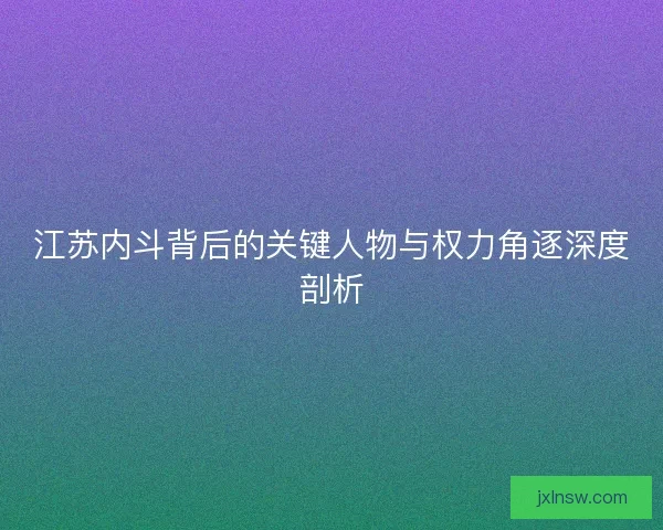 江苏内斗背后的关键人物与权力角逐深度剖析