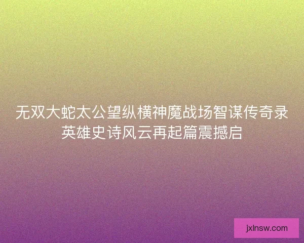 无双大蛇太公望纵横神魔战场智谋传奇录英雄史诗风云再起篇震撼启